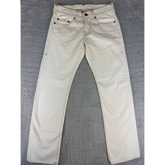 True Religion Mens 32 Blake White Button Straight Leg Sample Y2K Jeans USA Made - Picture 2 of 14
